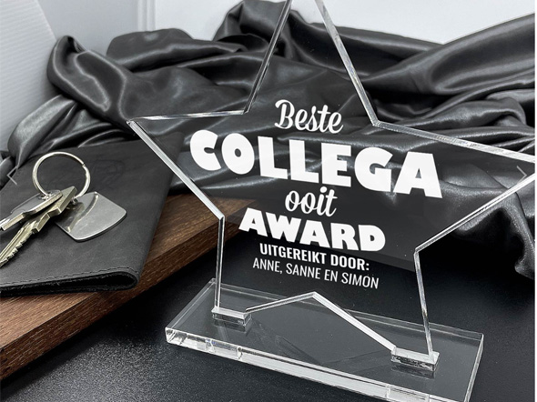 Gepersonaliseerd afscheidscadeau collega trofee collega pensioen